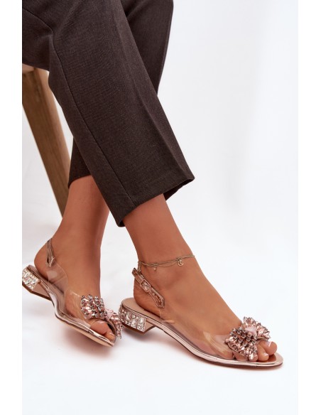 Transparent sandals with bow D&A MR52-231 Rose Gold