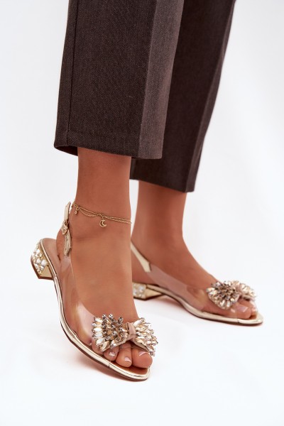 Transparent sandals with bow D&A MR52-231 gold