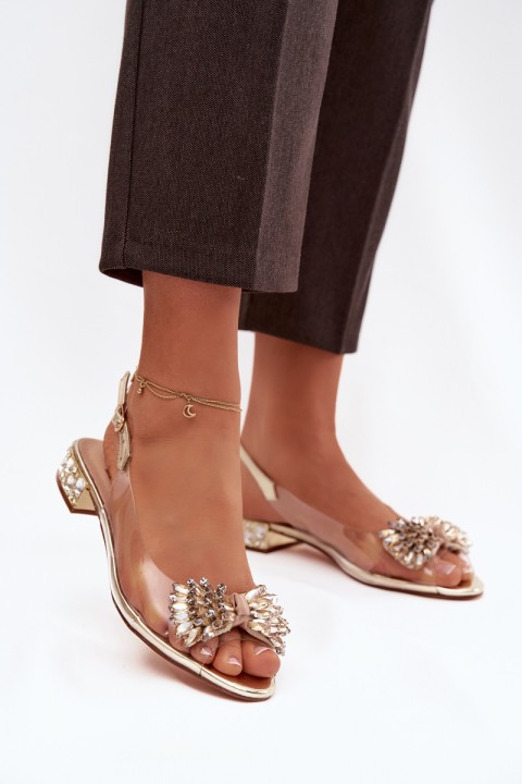 Transparent sandals with bow D&A MR52-231 gold