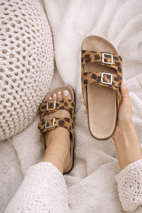 Women's Slippers With Straps Leopard Oliena