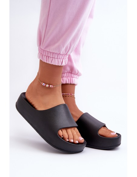 Women's Platform Foam Flip Flops Black Airaplea