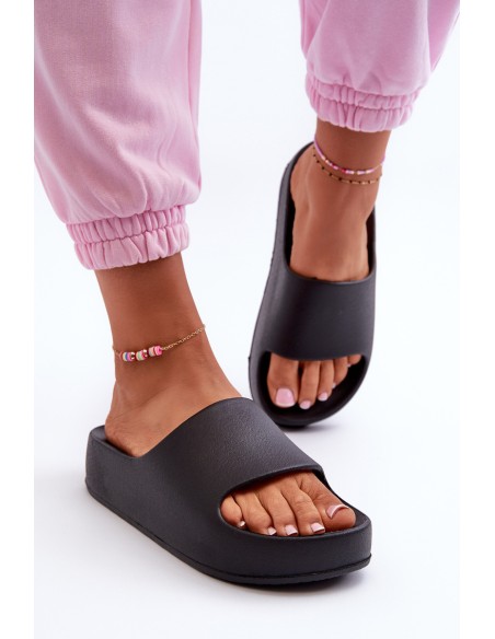 Women's Platform Foam Flip Flops Black Airaplea