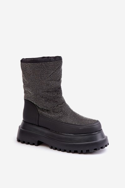 Embellished Snow Boots On Platform And Flat Heel Black Avivina 2