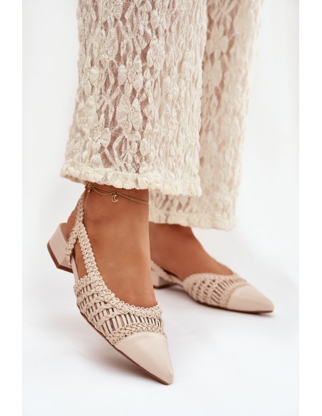 Moteriškos basutės su austais blokeliais šviesiai smėlio spalvos Nivorra