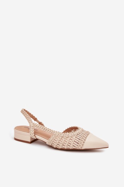 Women's Sandals With Woven On Block Light Beige Nivorra 2