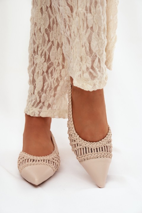 Moteriškos basutės su austais blokeliais šviesiai smėlio spalvos Nivorra