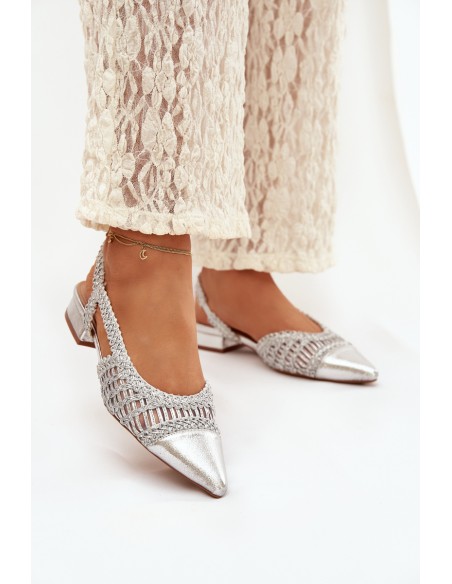 Women's Sandals With Weaving On Block Silver Nivorra