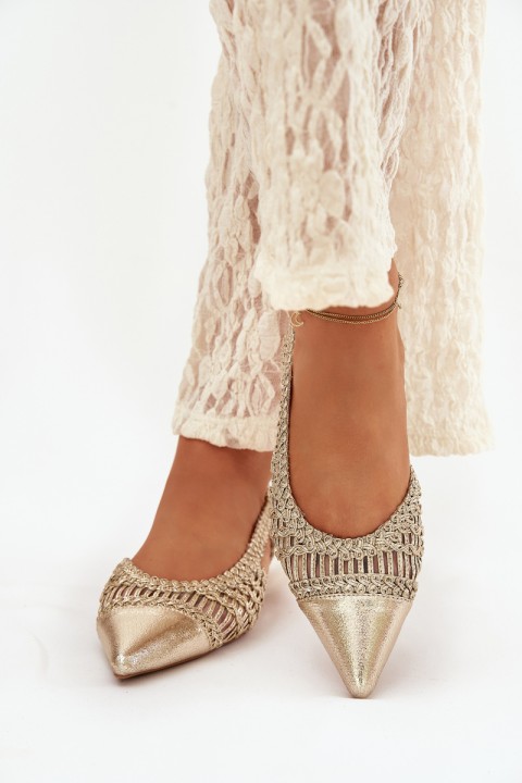 Women's Sandals With Braided Block Gold Nivorra