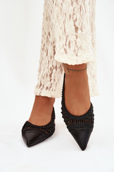 Women's Sandals With Braid On Block Black Nivorra