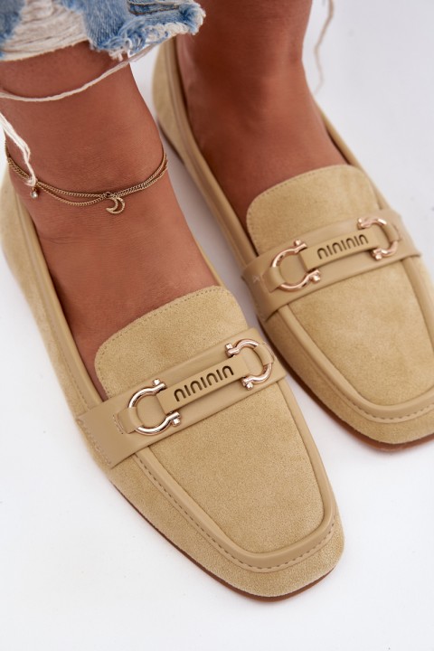 Moteriški mokasinai su dekoratyviniu elementu, geltoni, Evelora