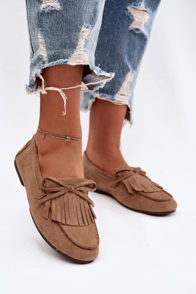 Women s Moccasins with Fringes Light Brown Janelisse
