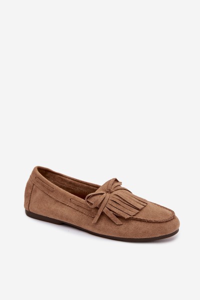 Women s Moccasins with Fringes Light Brown Janelisse 2