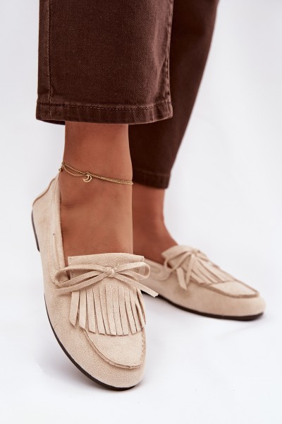 Women's Loafers with Fringes Light Beige Janelisse