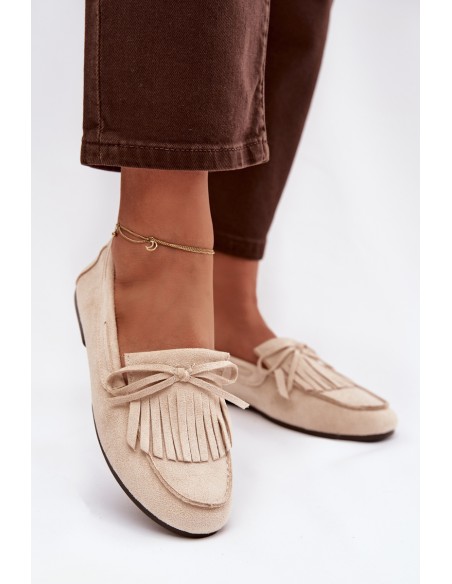 Women's Loafers with Fringes Light Beige Janelisse
