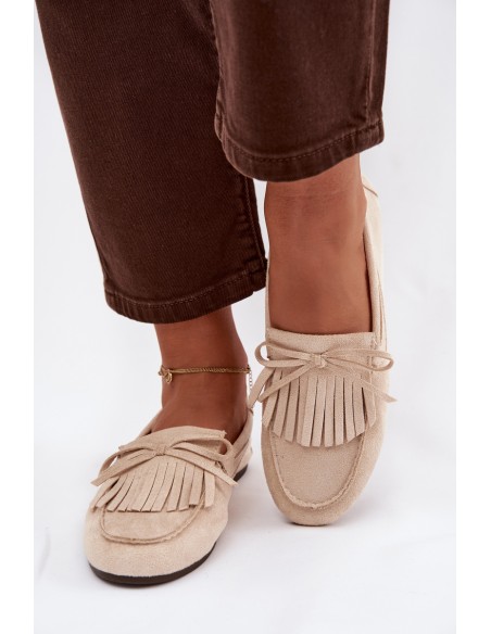 Women's Loafers with Fringes Light Beige Janelisse