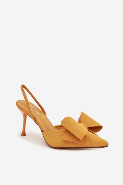 Stiletto Heels with Open Hells and Bow Yellow Eklevia 2