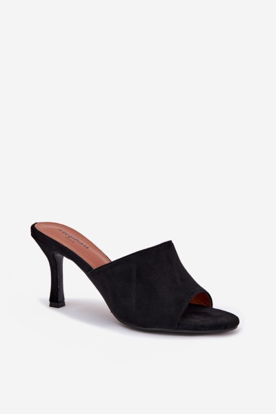 Women's Slippers on Heel with Eco Suede Black Isolia 2