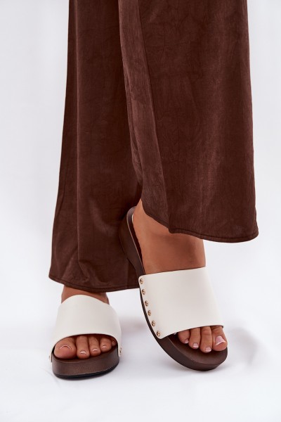 Women's slippers with buckles white Terissa