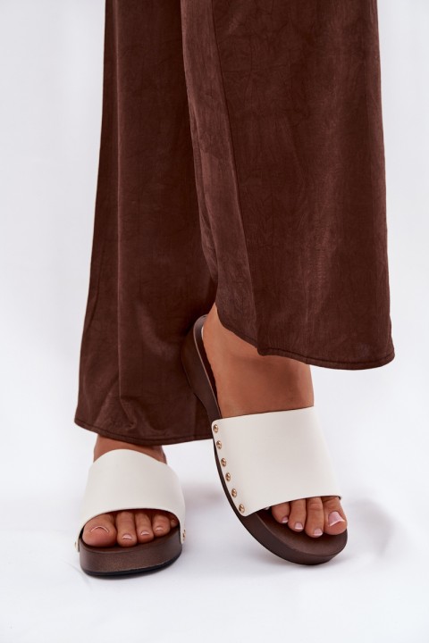 Moteriškos šlepetės su sagtimis, baltos Terissa