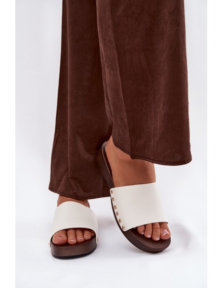 Women's slippers with buckles white Terissa