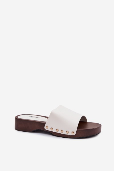 Women's slippers with buckles white Terissa 2