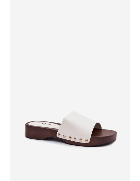 Women's slippers with buckles white Terissa