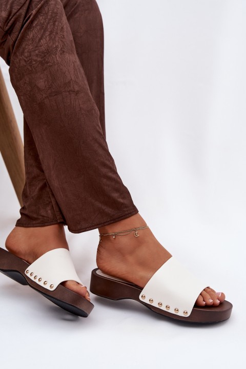 Moteriškos šlepetės su sagtimis, baltos Terissa