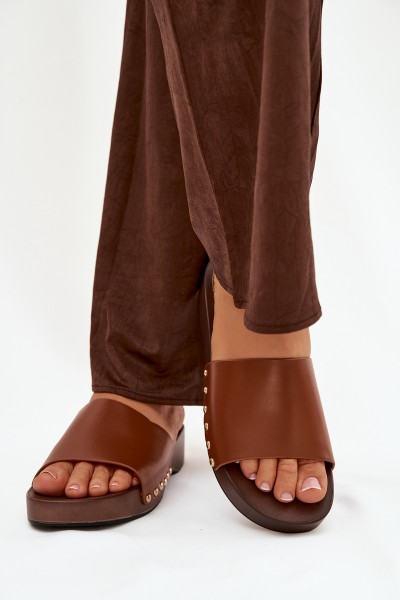 Women's Slides with Buckles Camel Terissa