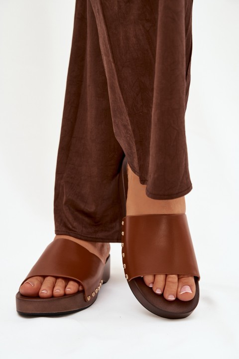 Women's Slides with Buckles Camel Terissa