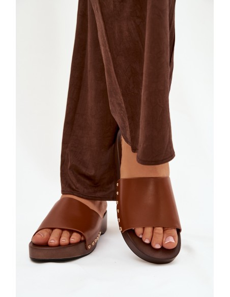 Women's Slides with Buckles Camel Terissa
