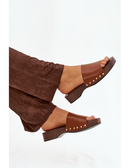 Women's Slides with Buckles Camel Terissa