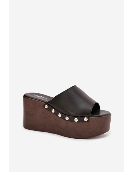 Women's Platform Sandals with Studs Black Mareline