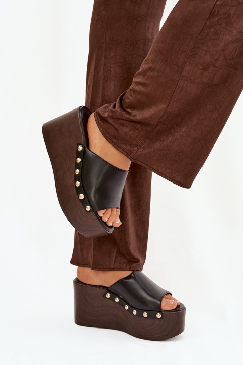 Women's Platform Sandals with Studs Black Mareline