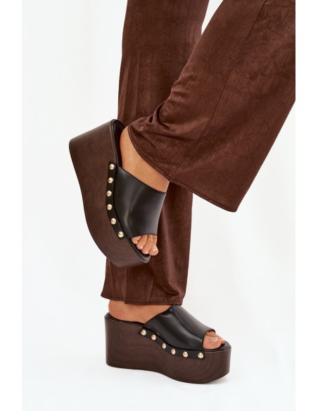 Women's Platform Sandals with Studs Black Mareline