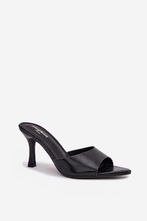 Lacquered Women's Heeled Sandals Black Lirissa