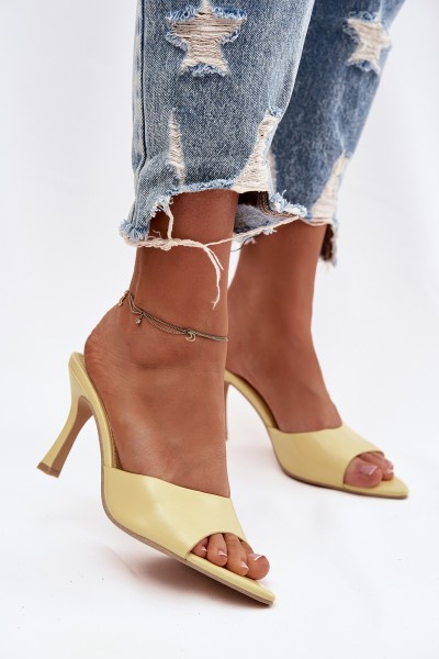 Lacquered Women's Slip-Ons with Heel Yellow Lirissa