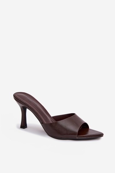 Lacquered Ladies' Slip-ons with Heel Chocolate Lirissa 2