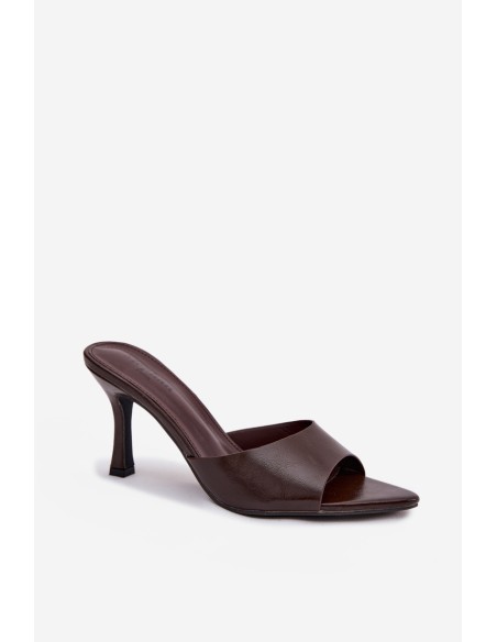 Lacquered Ladies' Slip-ons with Heel Chocolate Lirissa