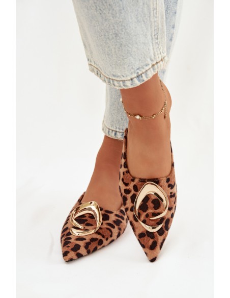 Klapki Damskie Mule Z Ozdobnym Złotym Detalem Panterka Galvella