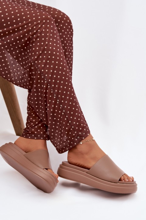 Moteriškos platforminės šlepetės su tamsiu smėlio spalvos raštu „Tanelisse“