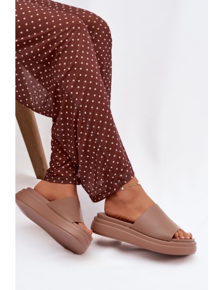 Women's Platform Slides Dark Beige Tanelisse