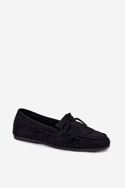 Damskie Moccasins With Fringes Black Janelisse 2