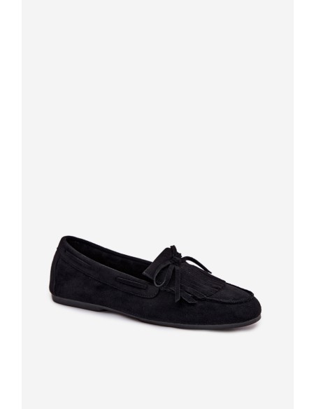 Damskie Moccasins With Fringes Black Janelisse