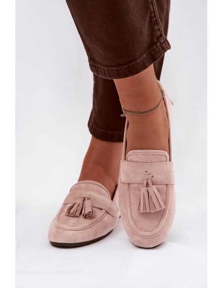 Moteriški plokščiapadžiai mokasinai su kutais šviesiai rožinės spalvos „Marilisse“