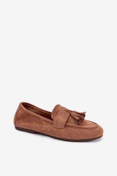 Damskie Flat Loafers with Fringes Brown Marilisse 2