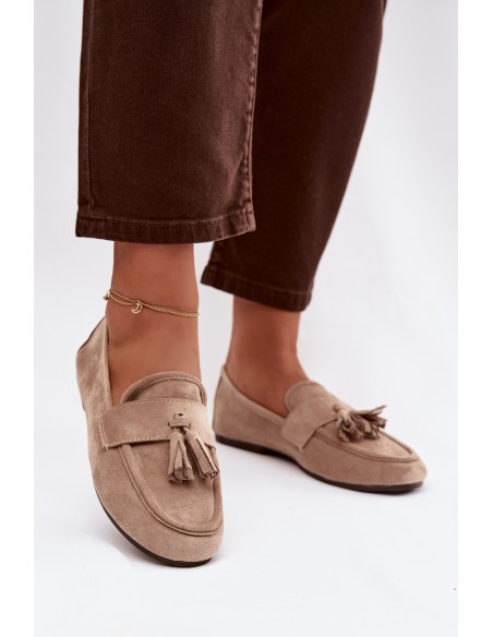 Moteriški plokščiapadžiai mokasinai su kutais smėlio spalvos „Marilisse“