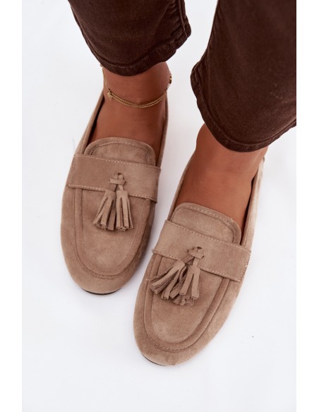 Moteriški plokščiapadžiai mokasinai su kutais smėlio spalvos „Marilisse“