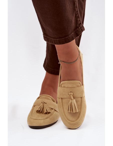 Moteriški plokščiapadžiai mokasinai su kutais, geltoni „Marilisse“