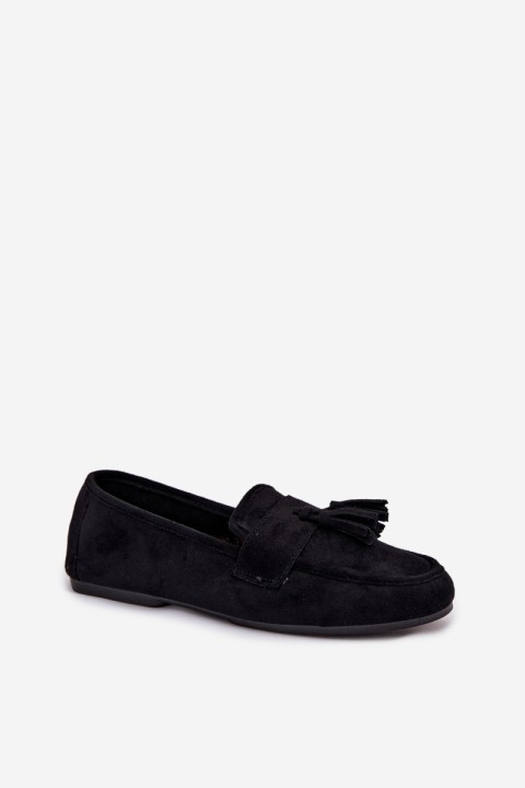 Women's Flat Loafers with Fringes Black Marilisse