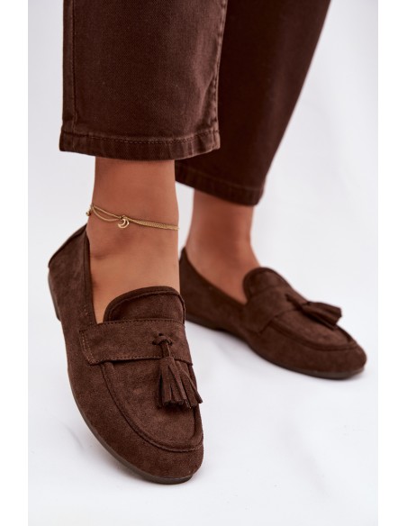 Women's Flat Loafers with Fringes Chocolate Marilisse